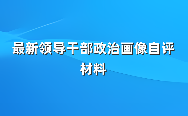 最新领导干部政治画像自评材料