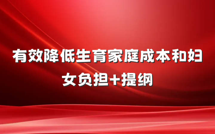 有效降低生育家庭成本和妇女负担 提纲