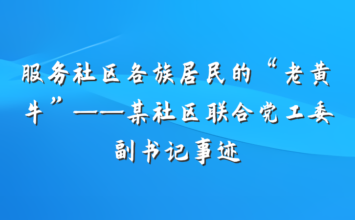 服务社区各族居民的“老黄牛”——某社区联合党工委副书记事迹