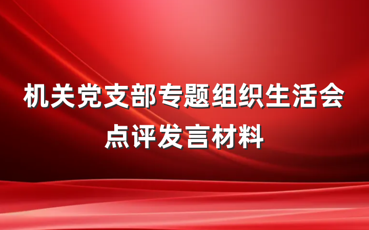 机关党支部专题组织生活会点评发言材料