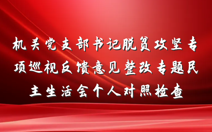 机关党支部书记脱贫攻坚专项巡视反馈意见整改专题民主生活会个人对照检查
