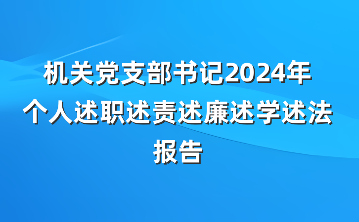 机关党支部书记2024年个人述职述责述廉述学述法报告