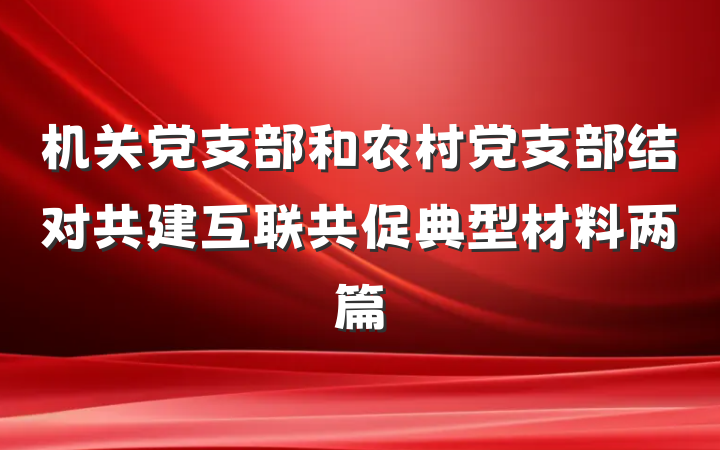 机关党支部和农村党支部结对共建互联共促典型材料两篇