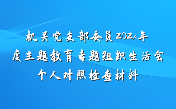 机关党支部委员202x年度主题教育专题组织生活会个人对照检查材料