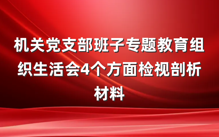 机关党支部班子专题教育组织生活会4个方面检视剖析材料