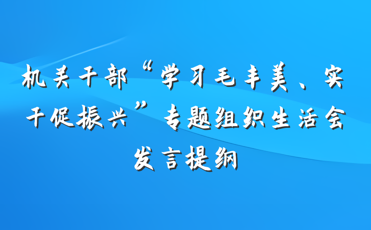 机关干部“学习毛丰美、实干促振兴”专题组织生活会发言提纲