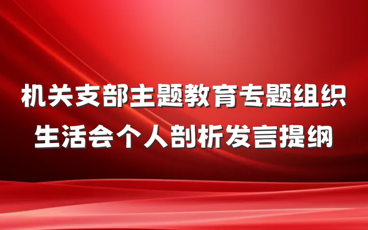 机关支部主题教育专题组织生活会个人剖析发言提纲