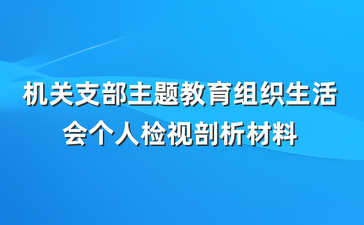 机关支部主题教育组织生活会个人检视剖析材料