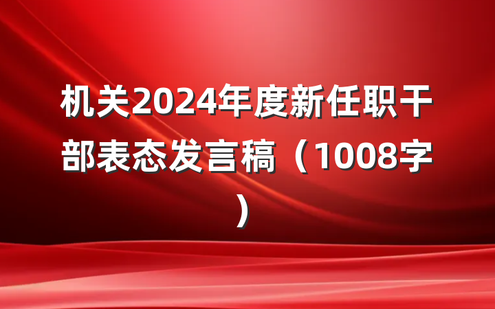 机关2024年度新任职干部表态发言稿（1008字）