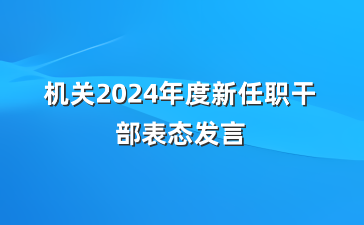 机关2024年度新任职干部表态发言