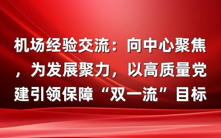 机场经验交流：向中心聚焦，为发展聚力，以高质量党建引领保障“双一流”目标