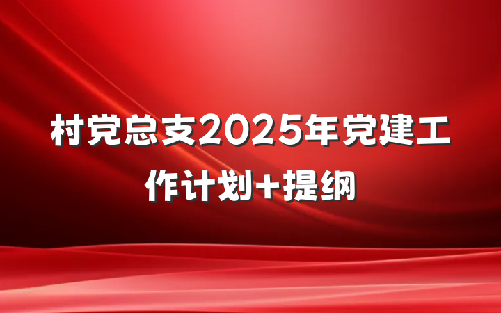 村党总支2025年党建工作计划 提纲