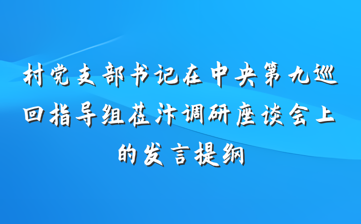 村党支部书记在中央第九巡回指导组莅汴调研座谈会上的发言提纲
