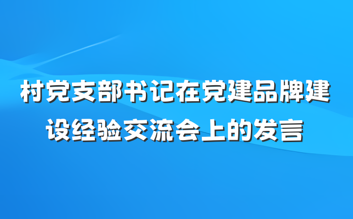 村党支部书记在党建品牌建设经验交流会上的发言