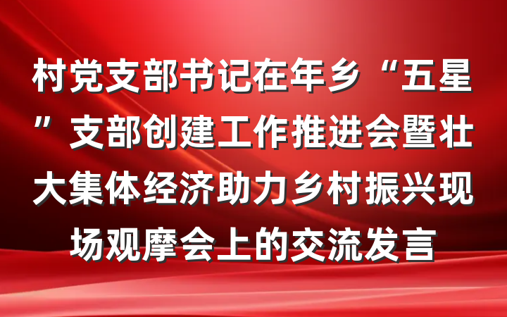 村党支部书记在年乡“五星”支部创建工作推进会暨壮大集体经济助力乡村振兴现场观摩会上的交流发言