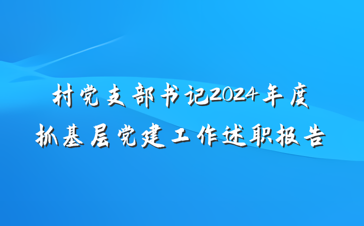 村党支部书记2024年度抓基层党建工作述职报告
