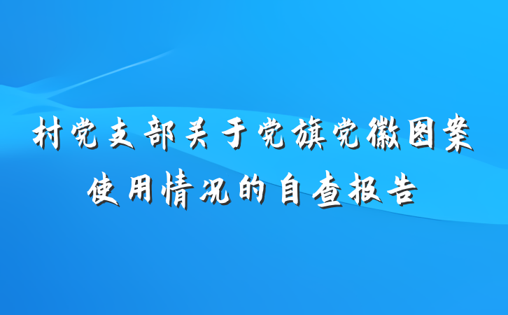村党支部关于党旗党徽图案使用情况的自查报告