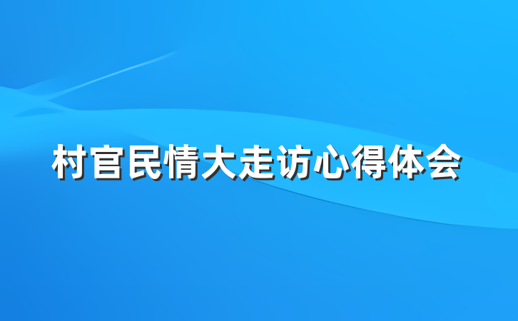 村官民情大走访心得体会