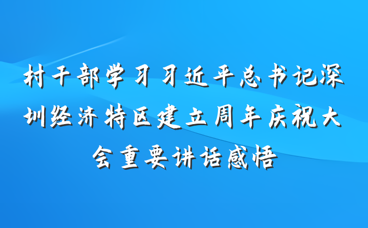 村干部学习习近平总书记深圳经济特区建立周年庆祝大会重要讲话感悟