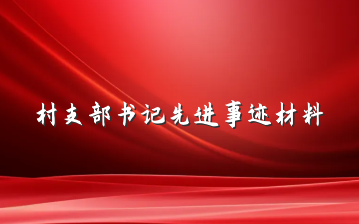 村支部书记先进事迹材料
