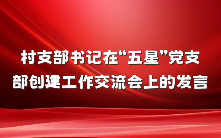 村支部书记在“五星”党支部创建工作交流会上的发言