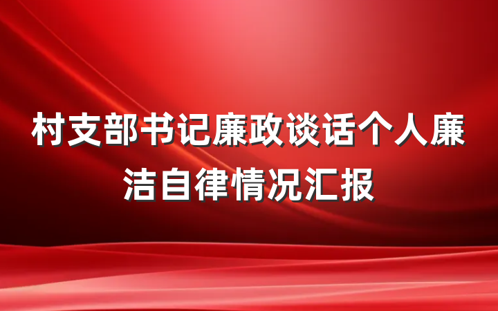 村支部书记廉政谈话个人廉洁自律情况汇报