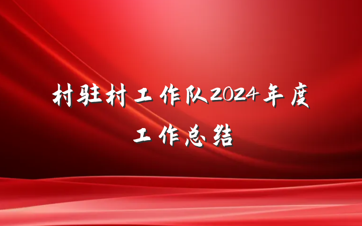 村驻村工作队2024年度工作总结