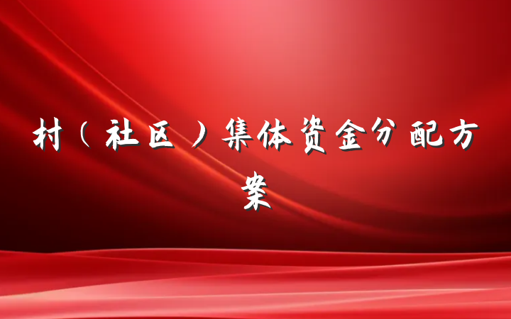 村（社区）集体资金分配方案