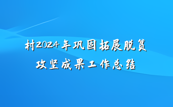村2024年巩固拓展脱贫攻坚成果工作总结
