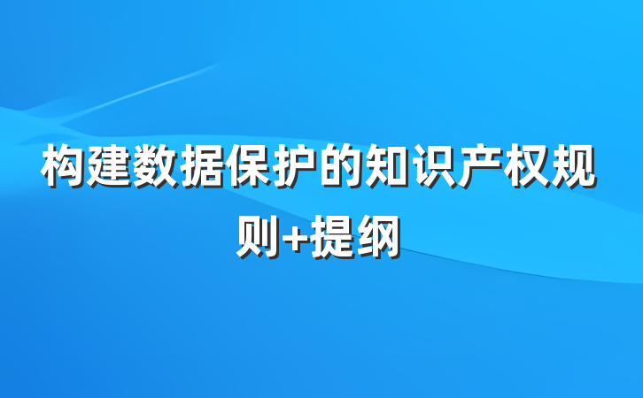 构建数据保护的知识产权规则 提纲