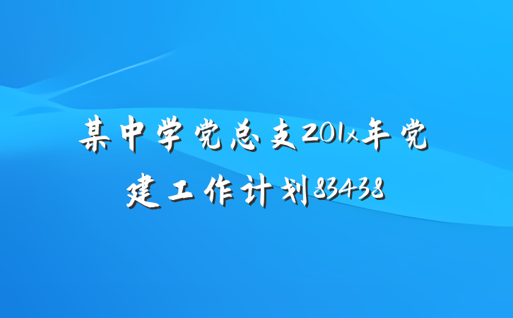 某中学党总支201x年党建工作计划83438