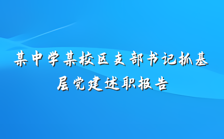 某中学某校区支部书记抓基层党建述职报告