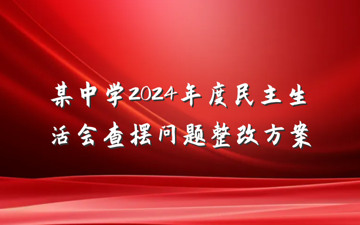 某中学2024年度民主生活会查摆问题整改方案