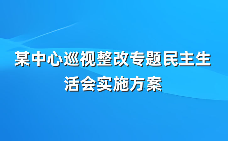 某中心巡视整改专题民主生活会实施方案