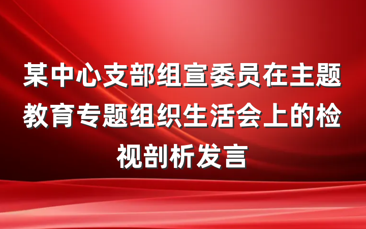 某中心支部组宣委员在主题教育专题组织生活会上的检视剖析发言