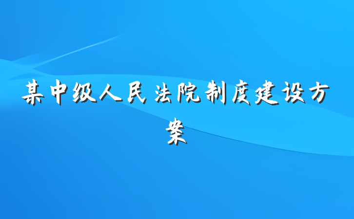 某中级人民法院制度建设方案