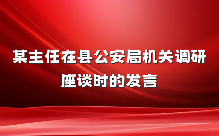 某主任在县公安局机关调研座谈时的发言