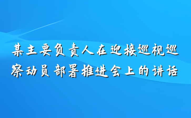 某主要负责人在迎接巡视巡察动员部署推进会上的讲话