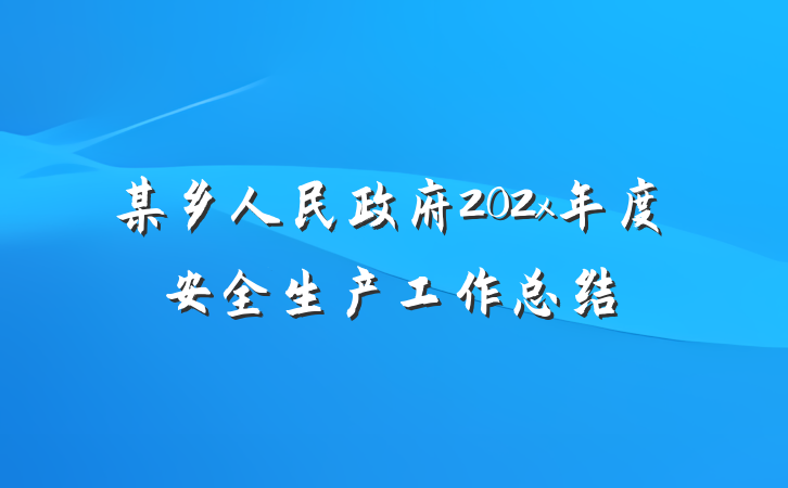 某乡人民政府202x年度安全生产工作总结