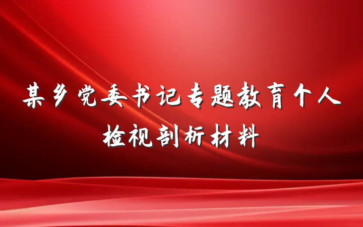 某乡党委书记专题教育个人检视剖析材料