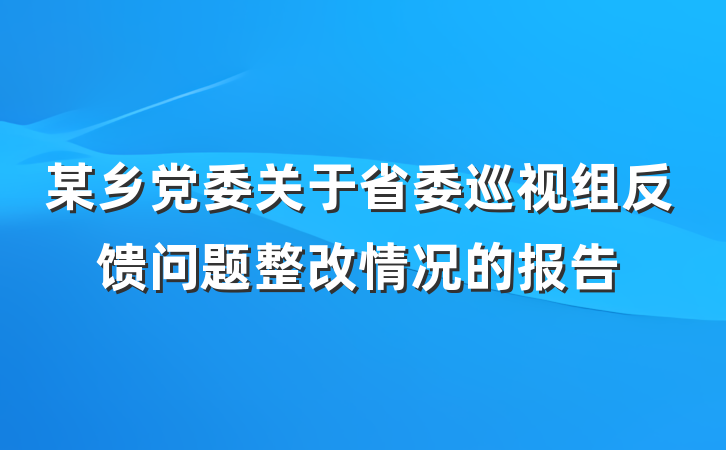 某乡党委关于省委巡视组反馈问题整改情况的报告