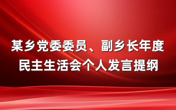 某乡党委委员、副乡长年度民主生活会个人发言提纲