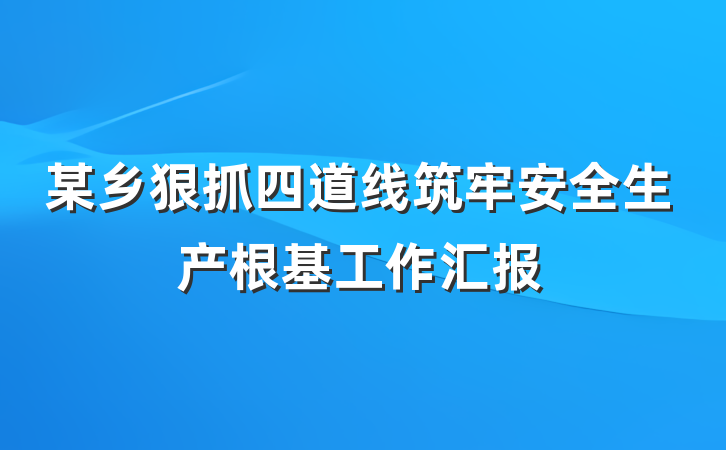 某乡狠抓四道线筑牢安全生产根基工作汇报