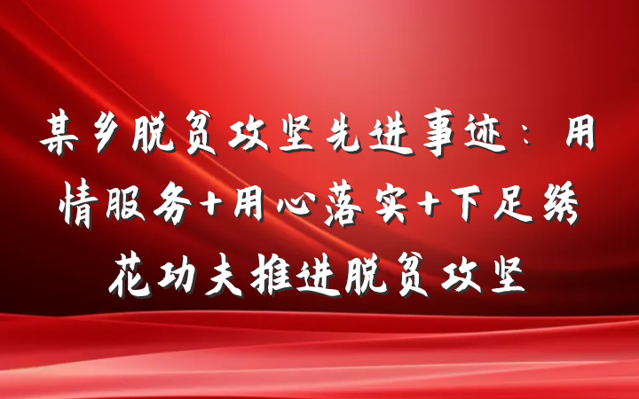 某乡脱贫攻坚先进事迹：用情服务 用心落实 下足绣花功夫推进脱贫攻坚