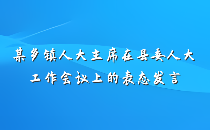 某乡镇人大主席在县委人大工作会议上的表态发言