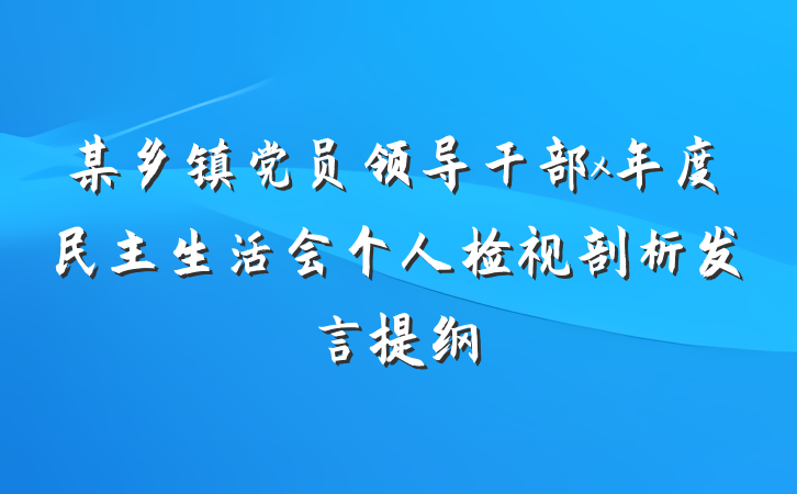 某乡镇党员领导干部x年度民主生活会个人检视剖析发言提纲