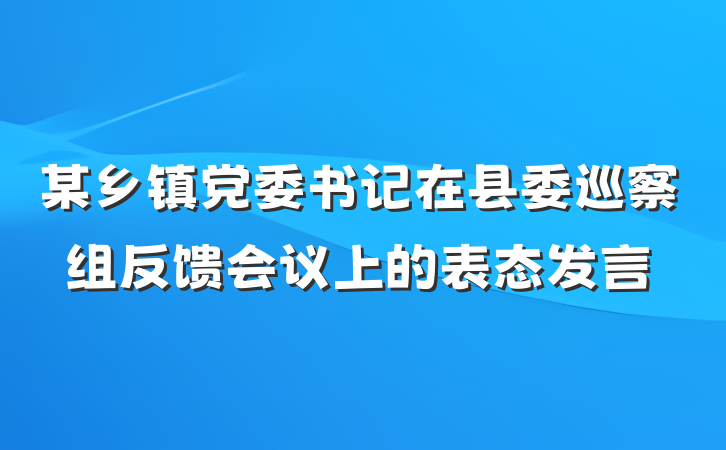 某乡镇党委书记在县委巡察组反馈会议上的表态发言