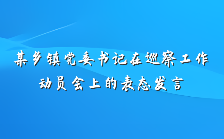 某乡镇党委书记在巡察工作动员会上的表态发言