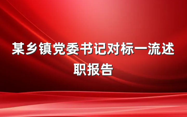 某乡镇党委书记对标一流述职报告