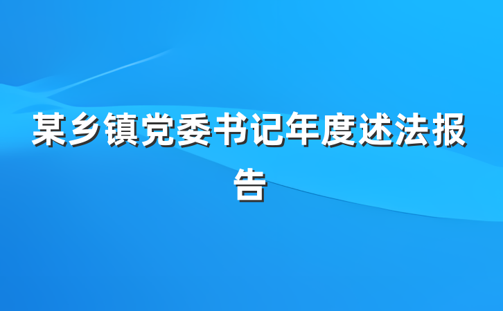 某乡镇党委书记年度述法报告